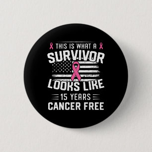 Macaron Rond 5 Cm Cancer 15 Ans Survivant D'Être Cancer Du Sein Pour