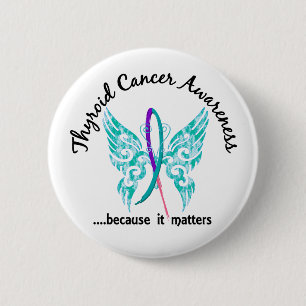 Macaron Rond 5 Cm Cancer de la thyroïde grunge du papillon 6,1 de