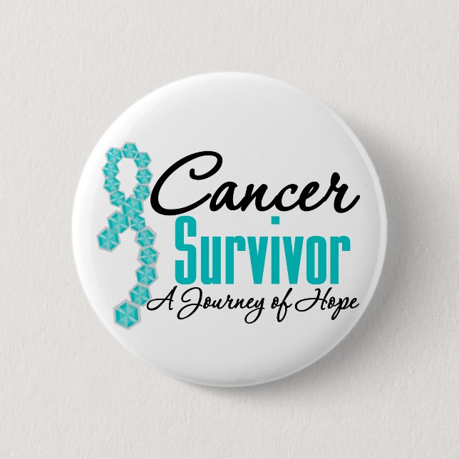 Macaron Rond 5 Cm Cancer de l'ovaire Sensibilisation des survivants  (Devant)