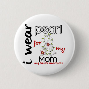 Macaron Rond 5 Cm Cancer de poumon JE PORTE la PERLE POUR MA MAMAN
