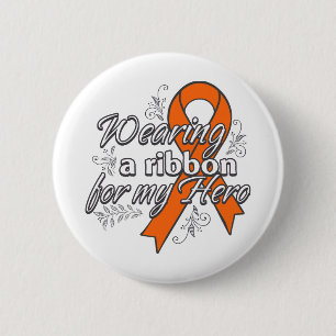 Macaron Rond 5 Cm Cancer de rein portant un ruban pour mon héros v2