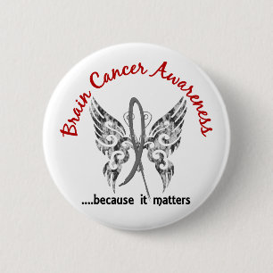 Macaron Rond 5 Cm Cancer du cerveau grunge du papillon 6,1 de
