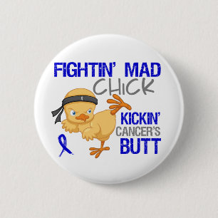 Macaron Rond 5 Cm Cancer du colon de poussin de Fightin