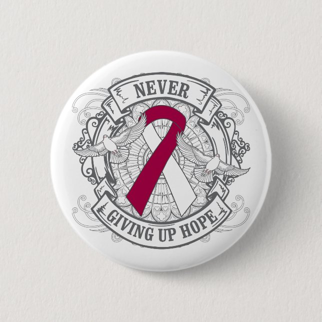Macaron Rond 5 Cm Cancer Du Cou De La Tête Ne Jamais Abandonner L'Es (Devant)