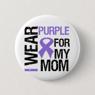 Macaron Rond 5 Cm Cancer du pancréas Ruban pourpre (maman)