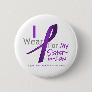 Macaron Rond 5 Cm Cancer du pancréas Violet Ruban Soeur-belle