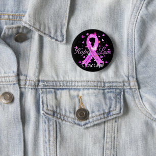 Macaron Rond 5 Cm Cancer du sein Hope Love Courage