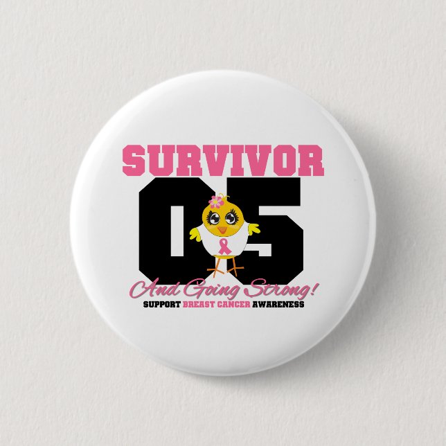 Macaron Rond 5 Cm Cancer du sein poussin survivant 05 ans (Devant)
