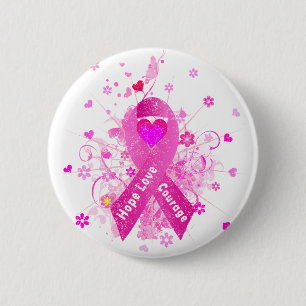 Macaron Rond 5 Cm Cancer du sein Ruban rose