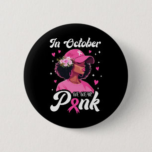 Macaron Rond 5 Cm Cancer En Octobre Nous Portons Le Rose Africain-Am