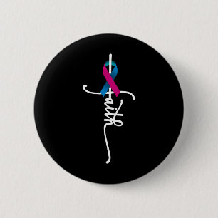 Macaron Rond 5 Cm Cancer Faith Thyroid Cancer Sensibilisation Suppor