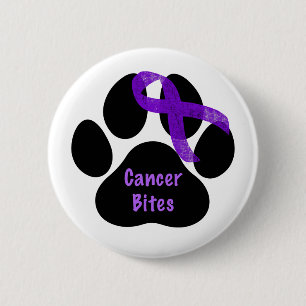 Macaron Rond 5 Cm Cancer Mord la Patte du Chien Ruban Violet Lymphom