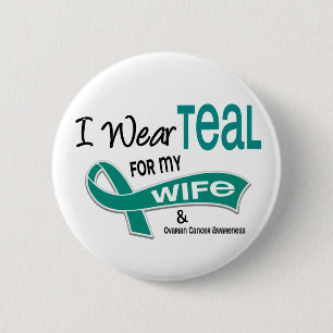 Macaron Rond 5 Cm Cancer ovarien JE PORTE TEAL POUR MON ÉPOUSE 42