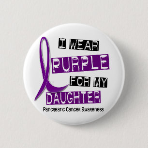 Macaron Rond 5 Cm Cancer pancréatique JE PORTE la fille du POURPRE