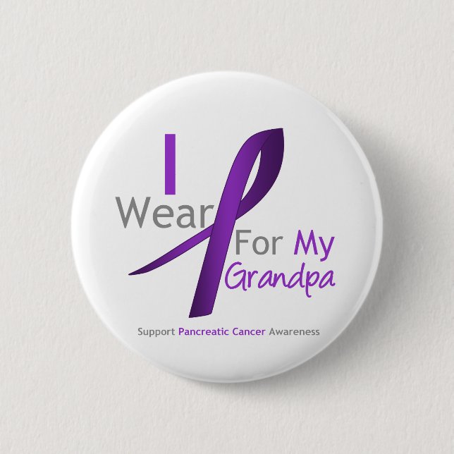 Macaron Rond 5 Cm Cancer pancréatique Je Porte Violet Ribbon Grandpa (Devant)