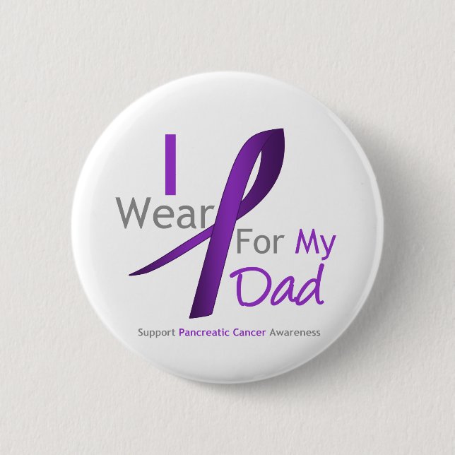 Macaron Rond 5 Cm Cancer Pancréatique Je Porte Violet Ribbon Papa (Devant)