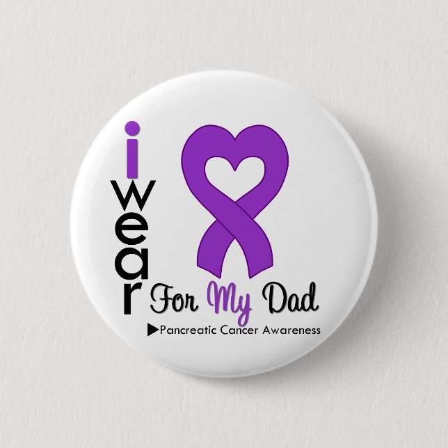 Macaron Rond 5 Cm Cancer pancréatique Purple Ribbon Support Papa (Devant)