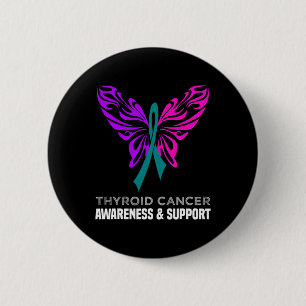 Macaron Rond 5 Cm Cancer Sensibilisation Papillon bleu Turquoise ros