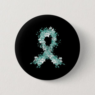 Macaron Rond 5 Cm Cancer Survivant Cadeau Turquoise Ruban Cancer de 