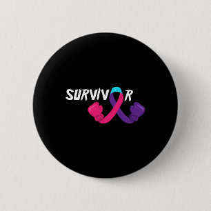 Macaron Rond 5 Cm Cancer Survivant Soutien Thyroïde Cancer Sensibili