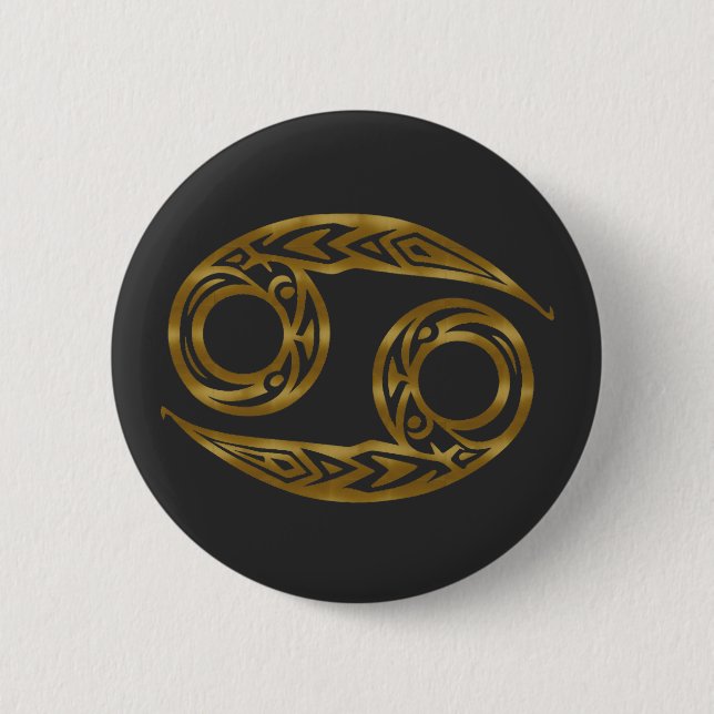 Macaron Rond 5 Cm Cancer Zodiac - Or tribal (Devant)