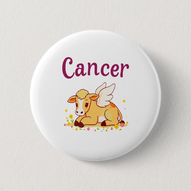 Macaron Rond 5 Cm Cancer Zodiac Vache Png, Cancer mignon (Devant)