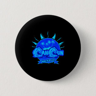 Macaron Rond 5 Cm Cancun Mexico Beach Palm Tree Destination Gi