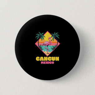 Macaron Rond 5 Cm Cancun Mexique Souvenir Flamant Famille Équipée Ca