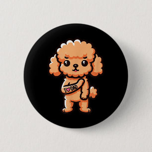 Macaron Rond 5 Cm Caniche jouet j'aime papa tatouage de chien drôle