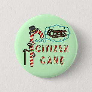 Macaron Rond 5 Cm Canne citoyen Canne de Noël drôle