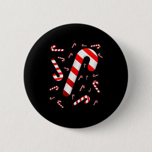 Macaron Rond 5 Cm Canne de bonbon joyeuse et brillante rouge et blan