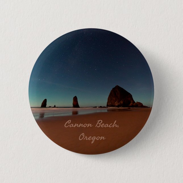 Macaron Rond 5 Cm Cannon Beach Oregon Haystack Rock (Devant)