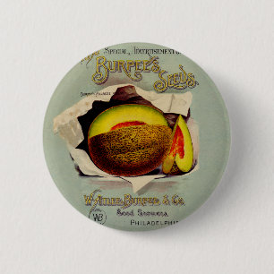 Macaron Rond 5 Cm Cantaloupe Semences Publicité Art Antique