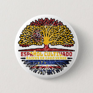 Macaron Rond 5 Cm Cap-Vert Espagne Racines de l'arbre Drapeau Espagn