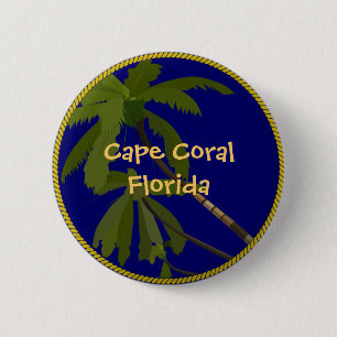 Macaron Rond 5 Cm Cape Coral Floride palmier bouton / épingle lapin