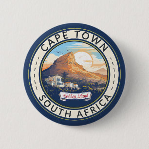Macaron Rond 5 Cm Cape Town Afrique du Sud Insigne d'art de voyage