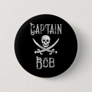 Macaron Rond 5 Cm Capitaine Bob - Bateau pirate personnalisé vintage
