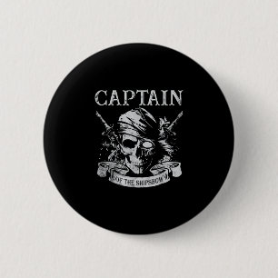 Macaron Rond 5 Cm Capitaine du bateau montre un capitaine de pirate