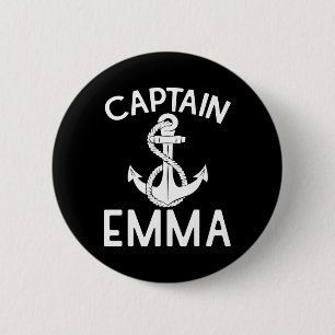 Macaron Rond 5 Cm Capitaine Emma Yacht Bateau à voile Bateau à batea