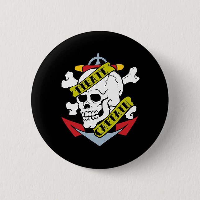 Macaron Rond 5 Cm Capitaine pirate Tattoo (Devant)