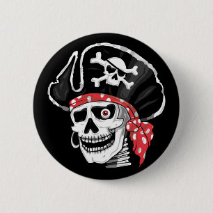 Macaron Rond 5 Cm Capitaine Skull Pirate