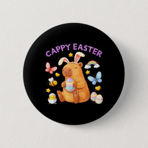 Macaron Rond 5 Cm Cappy Joyeux Pâques Capybara Printemps Enfants Ens