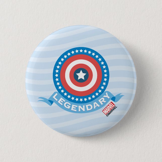 Macaron Rond 5 Cm Captain America "Légendaire" Bouclier Patriotique (Devant)