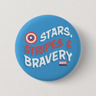 Macaron Rond 5 Cm Captain America Stars, Stripes & Bravery