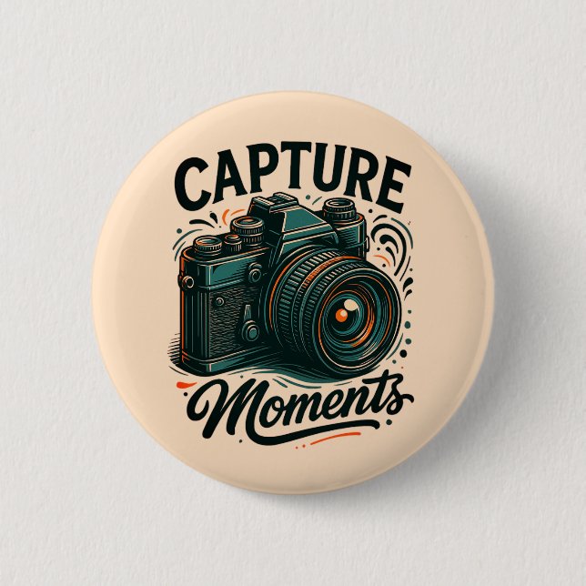 Macaron Rond 5 Cm Capture Moments Camera Art Button (Devant)