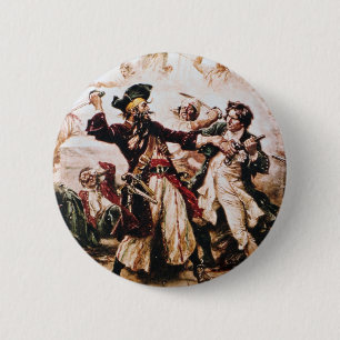 Macaron Rond 5 Cm Capture vintage de capitaine Blackbeard de pirate