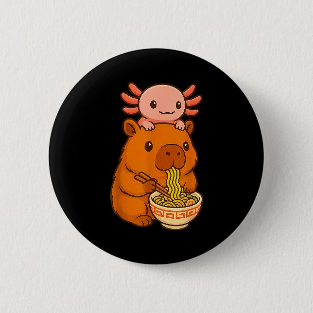 Macaron Rond 5 Cm Capybara Anime Ramen Axolotl Funny Graphic Kawaii  (Devant)