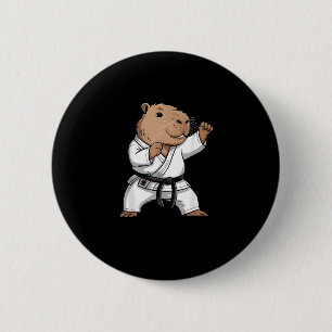 Macaron Rond 5 Cm Capybara d'arts martiaux drôle de karaté taekwondo
