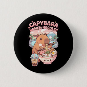 Macaron Rond 5 Cm Capybara Drôle Nouilles Ramen Kawaii Capybara Mang