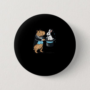 Macaron Rond 5 Cm Capybara Magicien Casquette Trick Avec Sticker De
